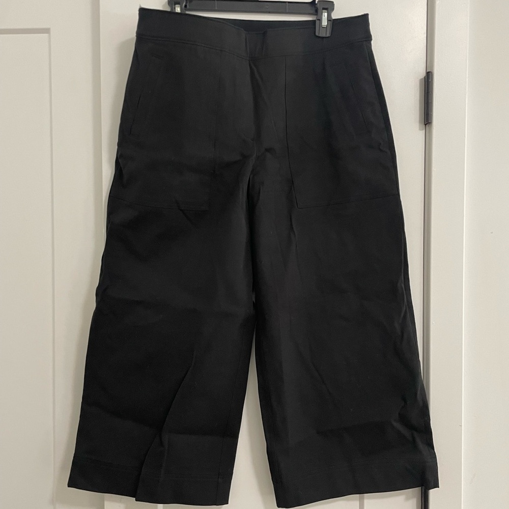 NWOT SPANX Stretch Twill Cropped Wide Leg Pant in XL - black